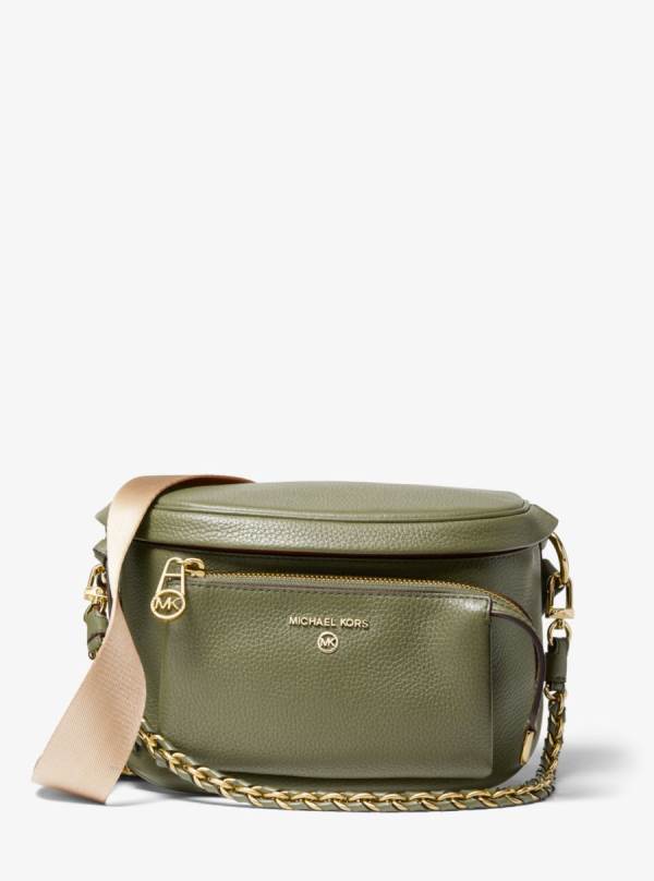 Damske Crossbody Kabelka Michael Kors Slater Medium Pebbled Leather Sling Pack Olivovo Zelená - Kabelky Michael Kors Akcia | OVJPE-6581